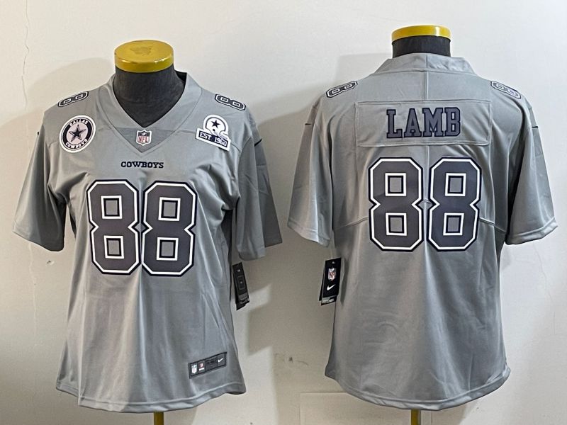 Women Dallas Cowboys #88 Lamb Grey 2024 Nike Vapor Limited NFL Jersey style 4